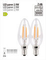 LED-pærer kerte 2,9 W E14 - 2 pk.